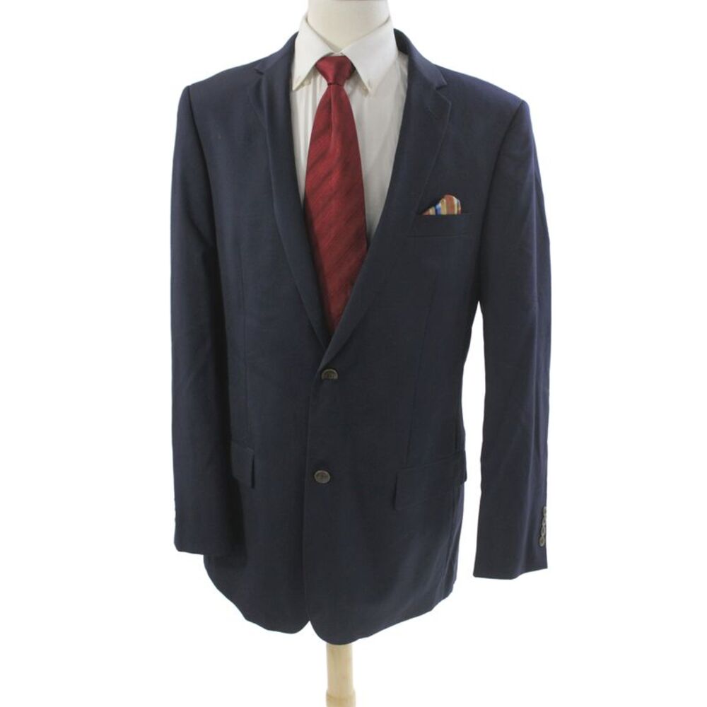 Linea Uomo Mens Classic Wool Blazer Blue Button Size 44